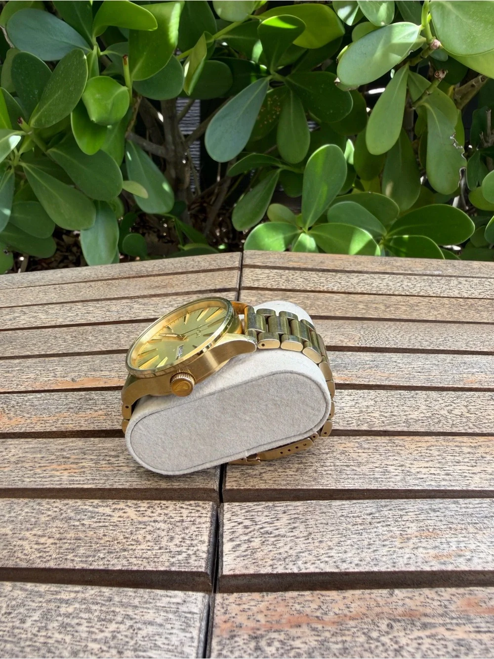 Nixon Sentry Gold Tone Day Date Watch